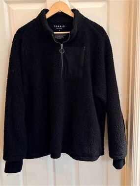 torrid Black Sherpa Half-Zip Pullover with Chest Pocket 3